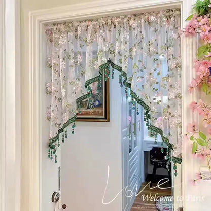 🚫🔨 Hole-free French floral door curtains