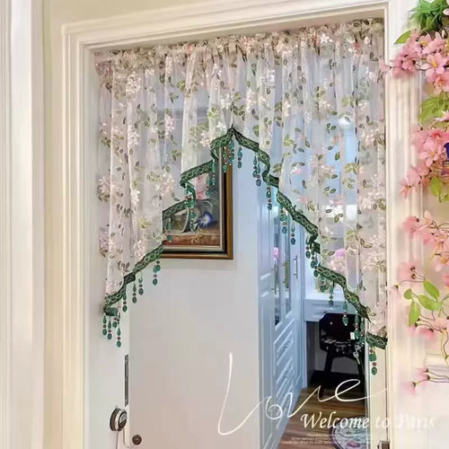 🚫🔨 Hole-free French floral door curtains