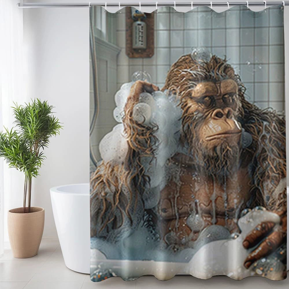 🌋Dinosaur Volcano Waterproof Fabric Shower Curtain