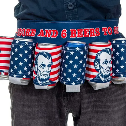 🍺 Patriotic Funny Beer Belt, Adjustable Beverage Holder