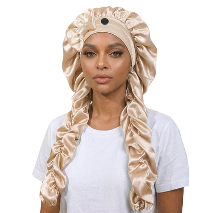 🎀Super long pleated side-edge satin sleep cap