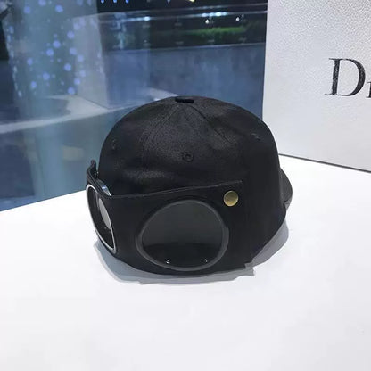 🕶️Vintage Pilot-Style Baseball Cap with Built-In Sunglasses