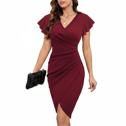🔥Hot Sale 49% off🌟Elegant Pleated Collar Dress, Short Sleeve Summer Dress