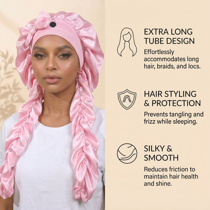 🎀Super long pleated side-edge satin sleep cap