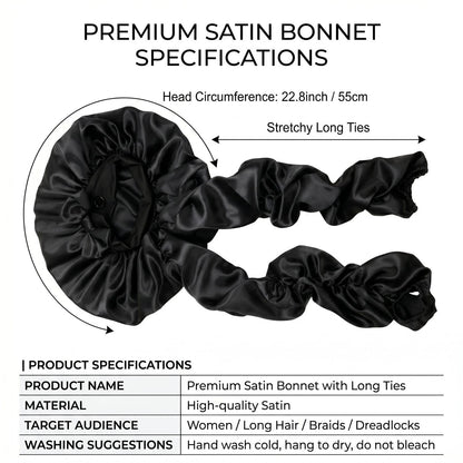 Satin Sleep Bonnet with Long Curling Ribbons for Heatless Curls
