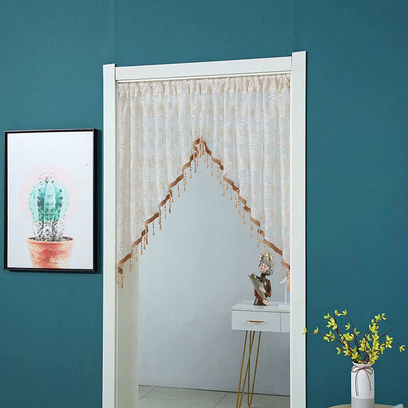 🚫🔨 Hole-free French floral door curtains