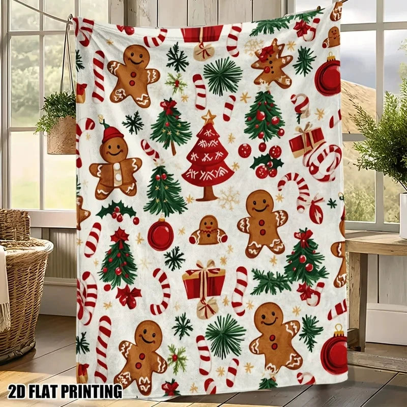 Gingerbread Man Christmas Throw Blanket