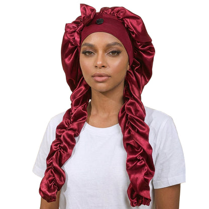 🎀Super long pleated side-edge satin sleep cap
