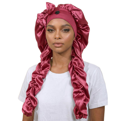 🎀Super long pleated side-edge satin sleep cap