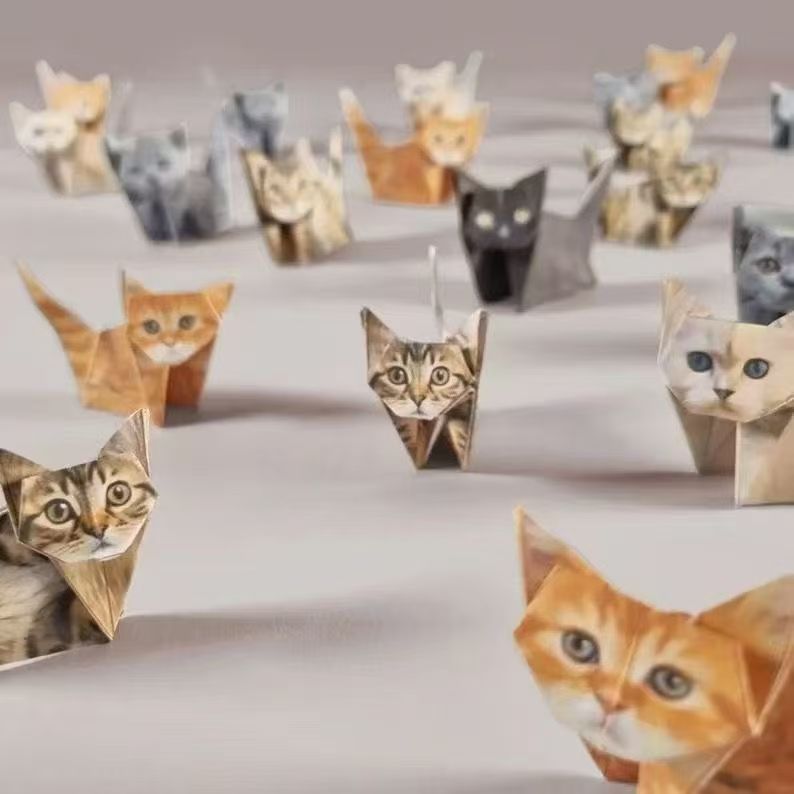 🐱✂️New DIY Paper Cat Origami Animal Set (50 Pcs)