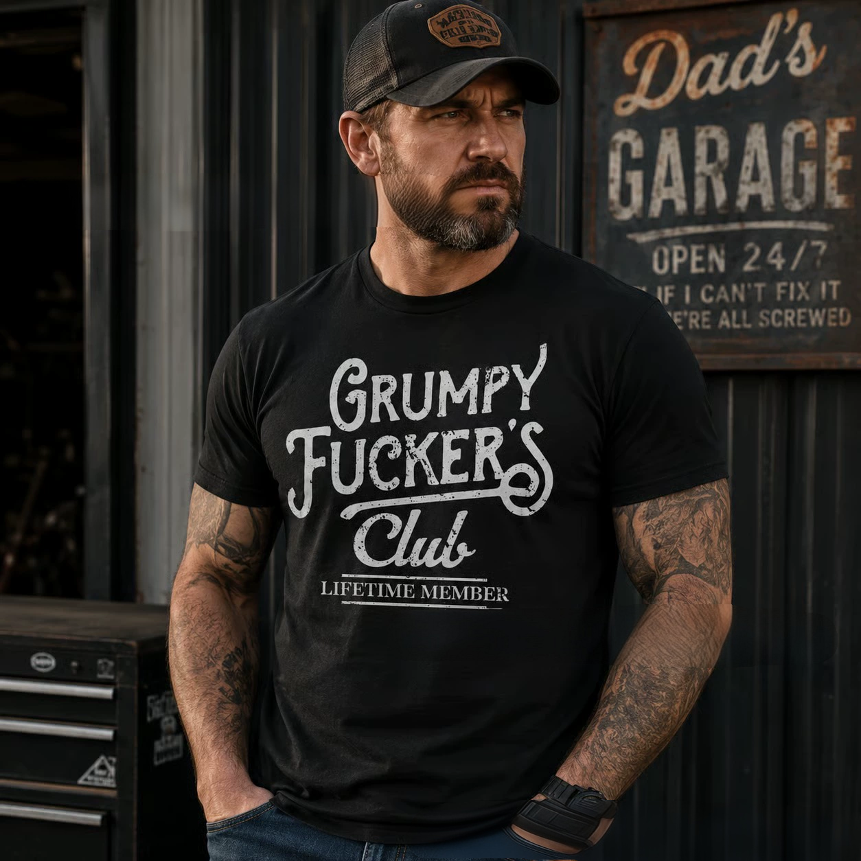 👕 Mens Funny Grumpy F*ckers Club Sarcastic Graphic Novelty Tee