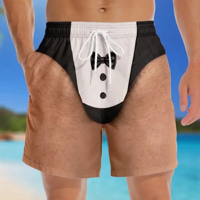 Tuxedo Optical Illusion Swim Trunks