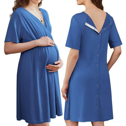 🤱Short-sleeved maternity and nursing wear with buttons.