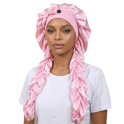 🎀Super long pleated side-edge satin sleep cap