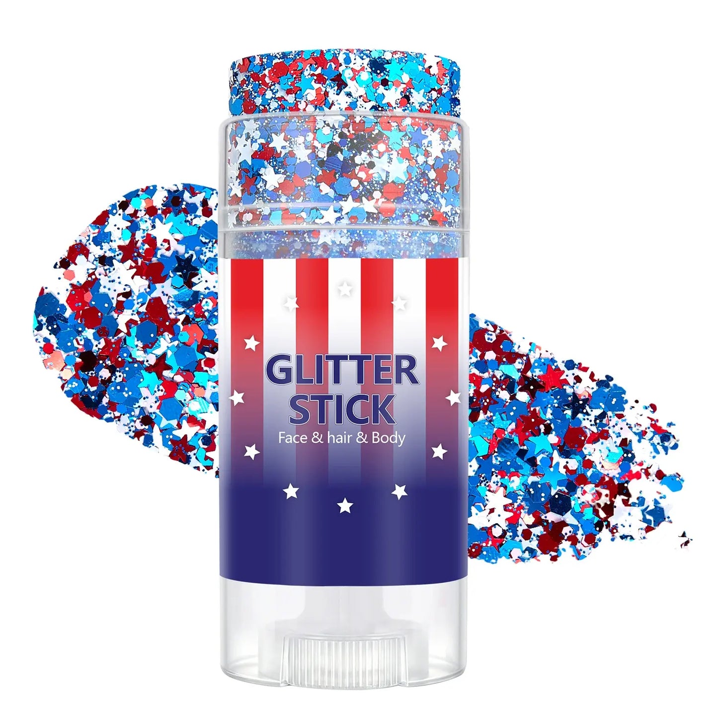 🌈🎆 4th of July Glitter Stick | Red, White & Blue Body & Hair Sparkle