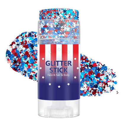 🌈🎆 4th of July Glitter Stick | Red, White & Blue Body & Hair Sparkle