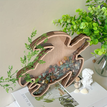 🐢Transparent wooden turtle shell-shaped display box - perfect for storing stones, jewelry, teeth and small items