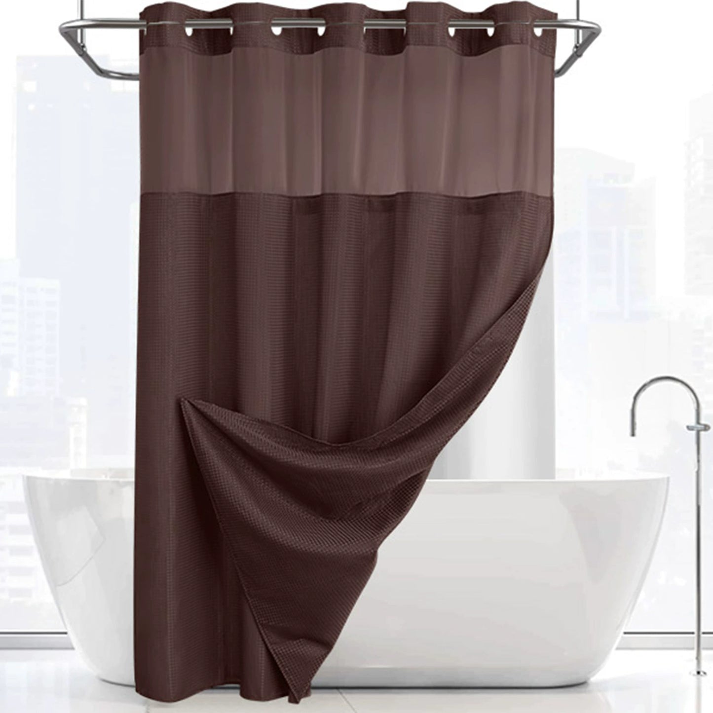 ✨Hookless Washable Waffle Weave Shower Curtain