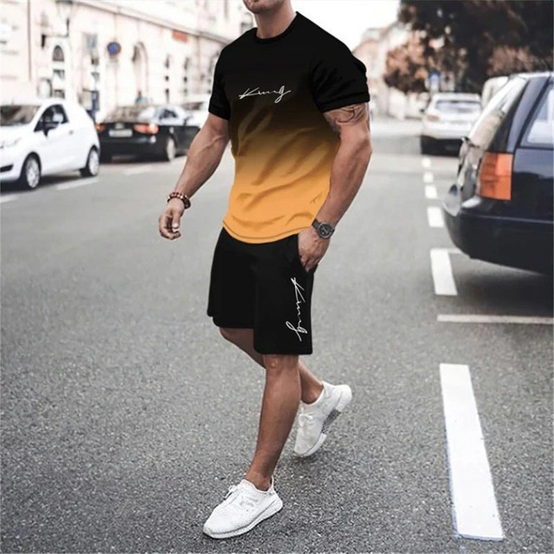 ⚡ Men’s Gradient Short Sleeve Tracksuit