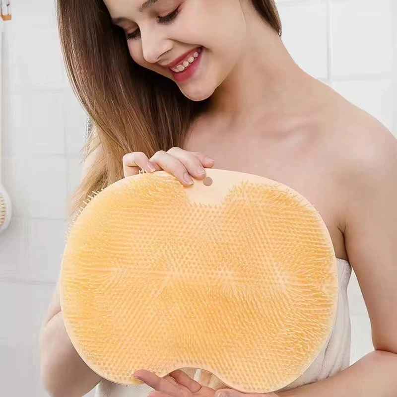 ✨ Silicone Shower Scrubber Mat with Wall-Mounted Suction Cups