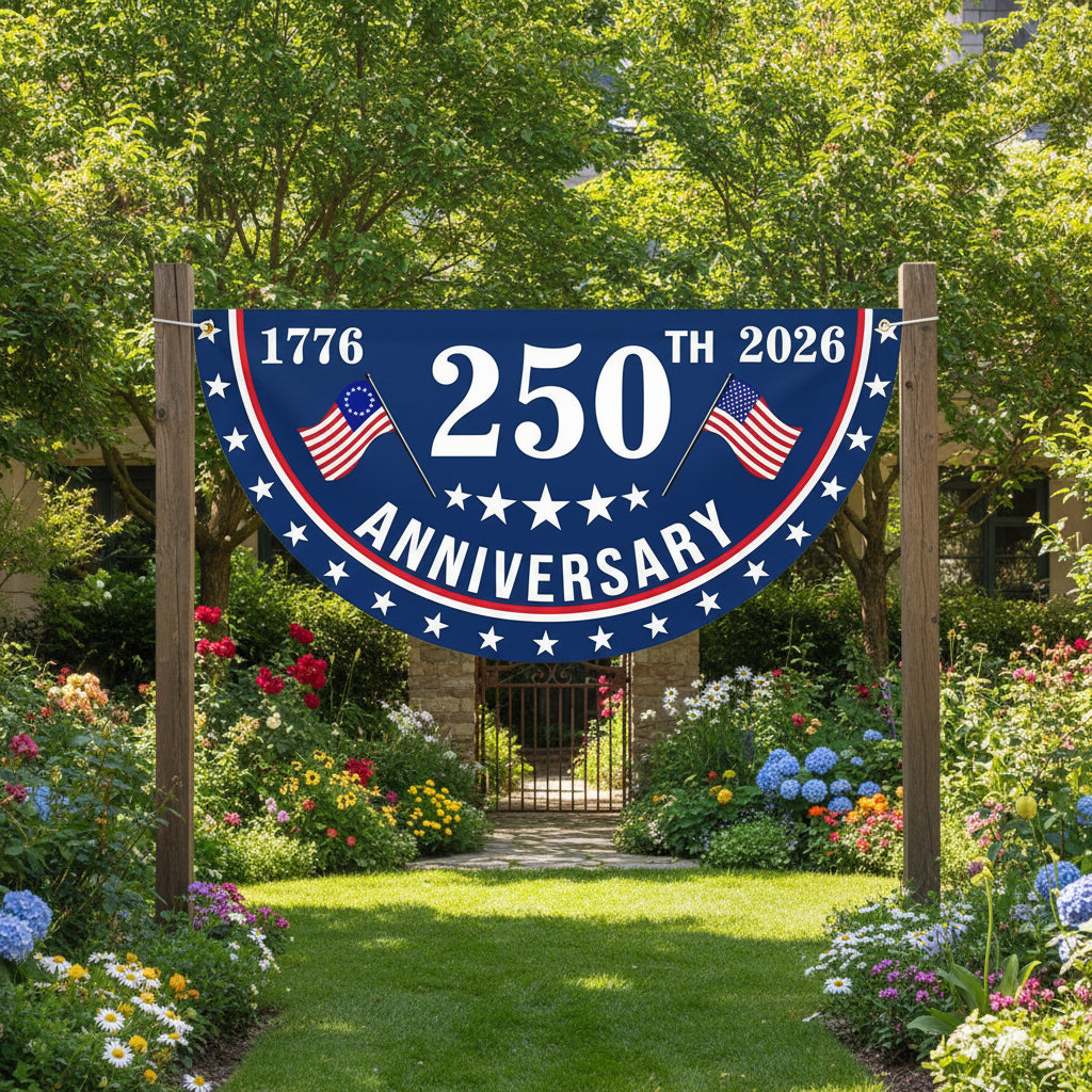 🔥Hot Sale 49% off🌟🦅 America 250th Birthday Semicircular Independence Day Porch Decor Flag