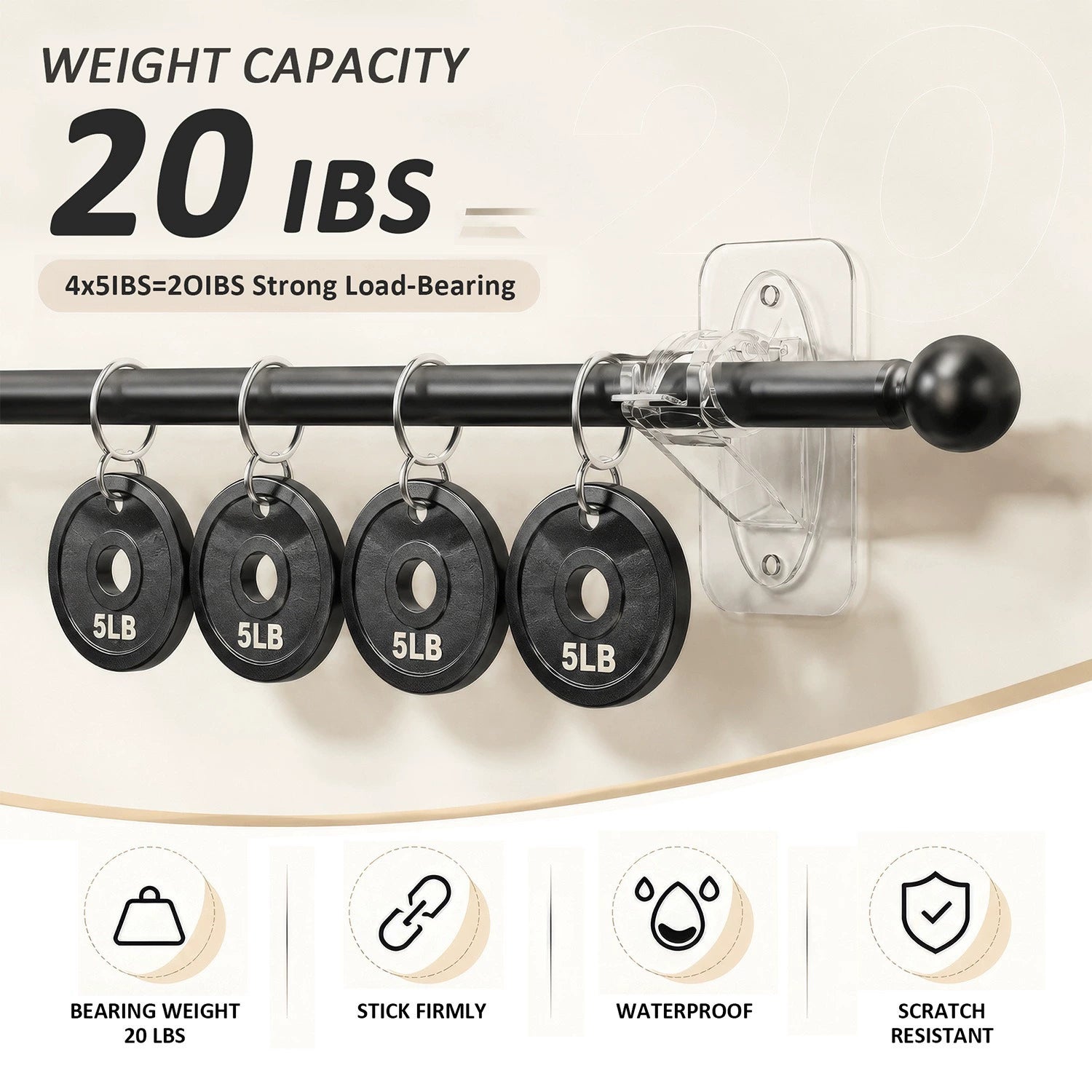 Strong Hold Up to 20 lbs weight capacity