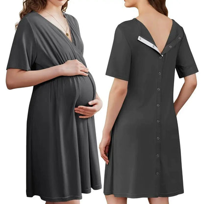 🤱Short-sleeved maternity and nursing wear with buttons.