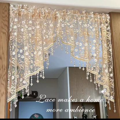 🚫🔨 Hole-free French floral door curtains
