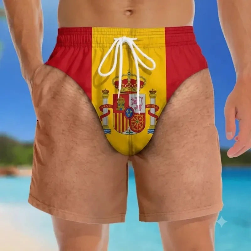 Spain Flag Illusion Swim Shorts