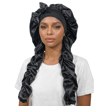 🎀Super long pleated side-edge satin sleep cap