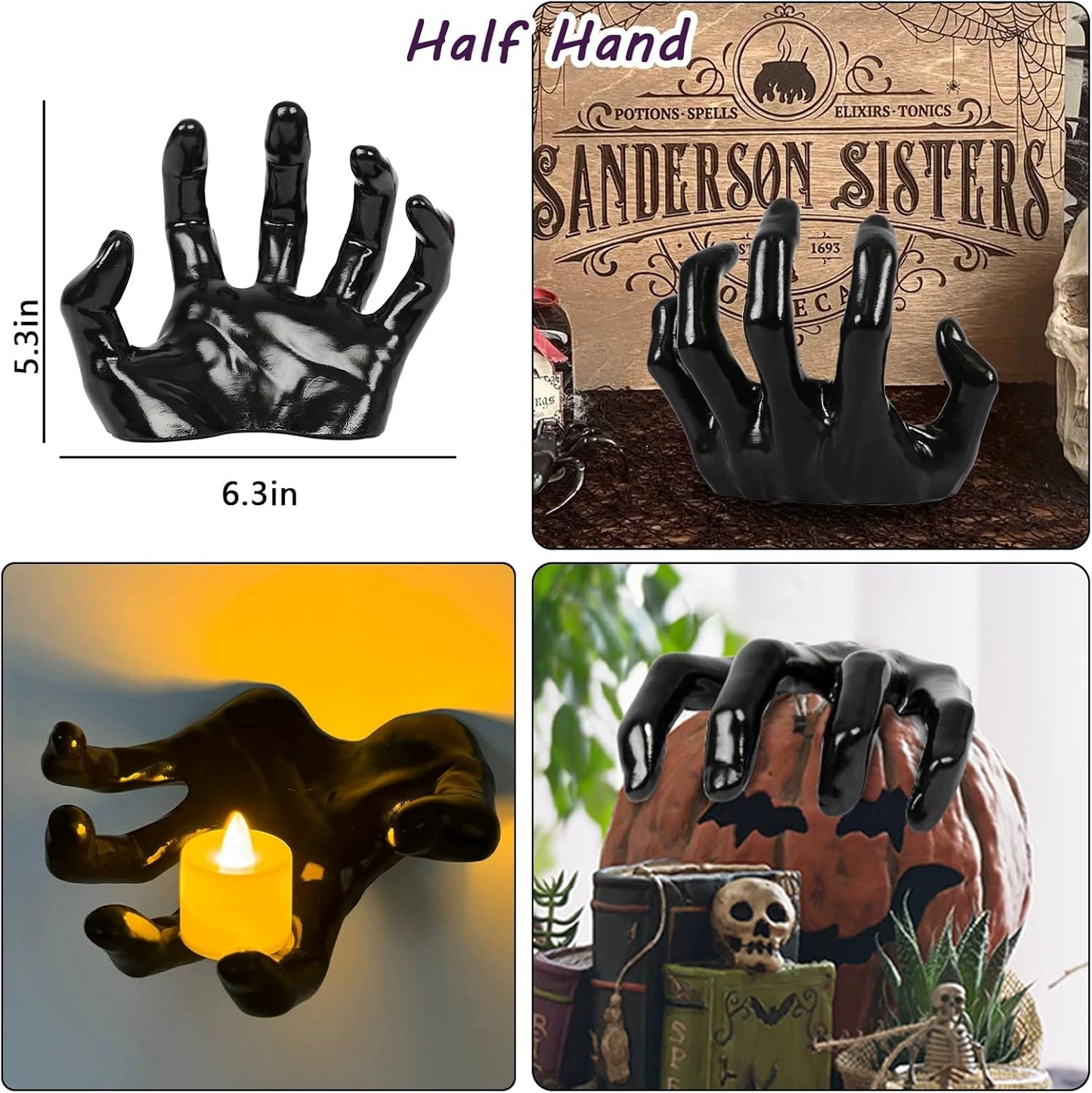 🕯️ Halloween Wall Mounted Creepy Reaching Hands with Lighted Candles, Life-Sized Horror Hands