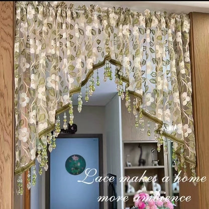 🚫🔨 Hole-free French floral door curtains