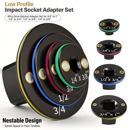 🧲4-piece upgraded low-profile impact sleeve adapter set