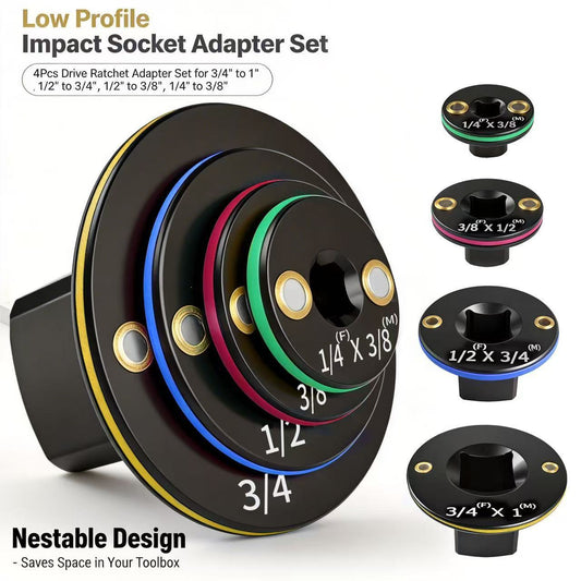 🧲4-piece upgraded low-profile impact sleeve adapter set