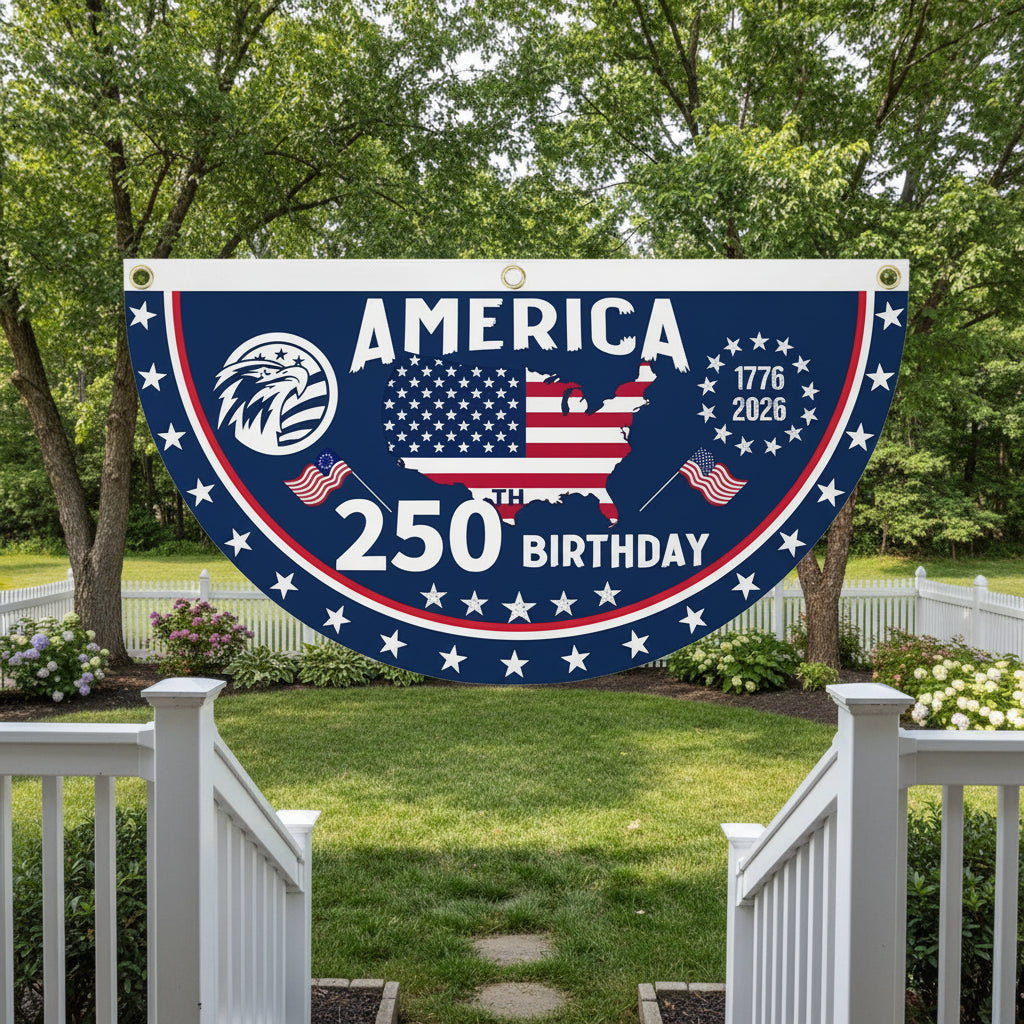 🔥Hot Sale 49% off🌟🦅 America 250th Birthday Semicircular Independence Day Porch Decor Flag