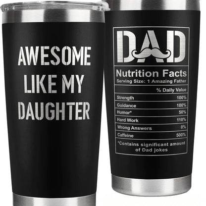 ☕ Dad Collection 20oz Tumbler with Lid, Double Wall Stainless Steel Insulated Vacuum Cup
