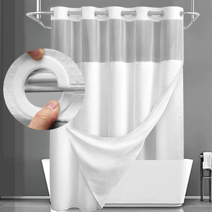 ✨Hookless Washable Waffle Weave Shower Curtain
