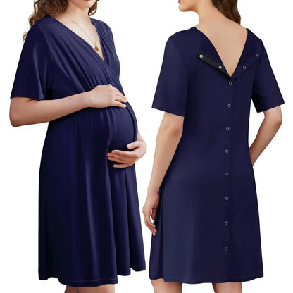 🤱Short-sleeved maternity and nursing wear with buttons.