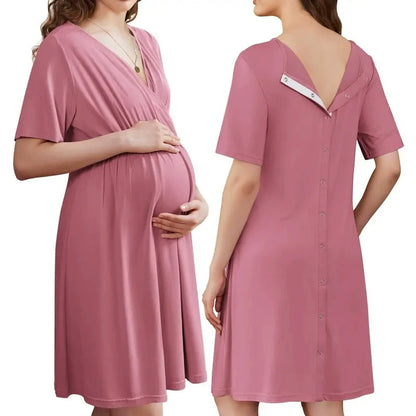 🤱Short-sleeved maternity and nursing wear with buttons.