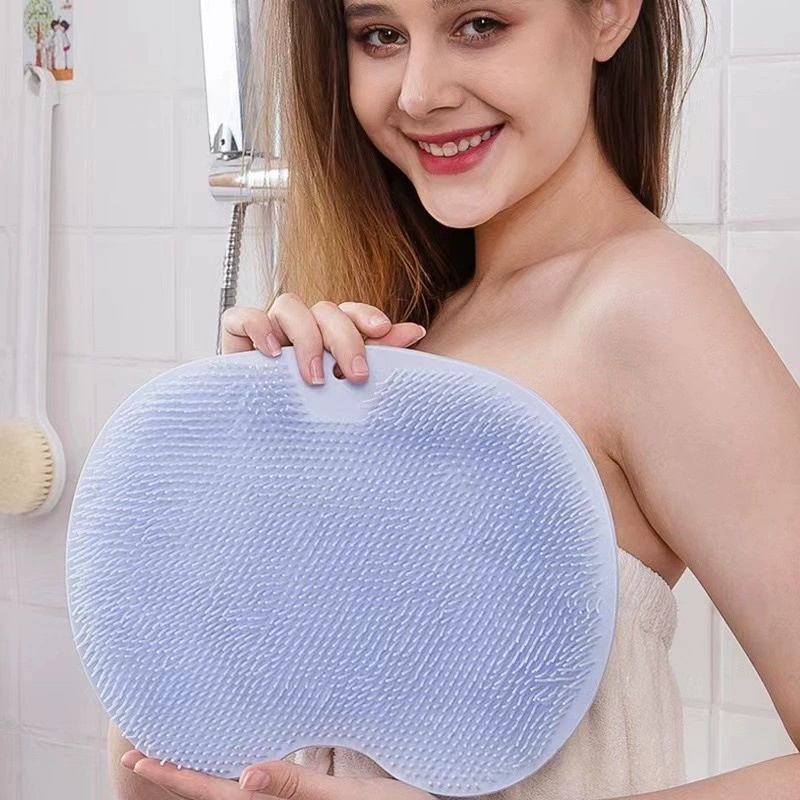✨ Silicone Shower Scrubber Mat with Wall-Mounted Suction Cups