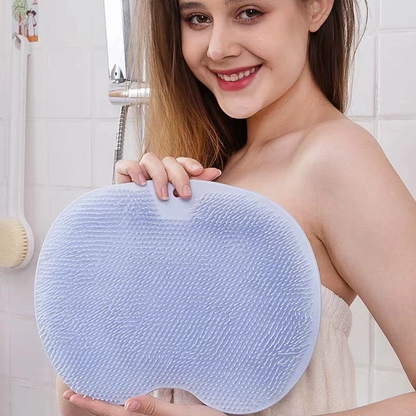 ✨ Silicone Shower Scrubber Mat with Wall-Mounted Suction Cups