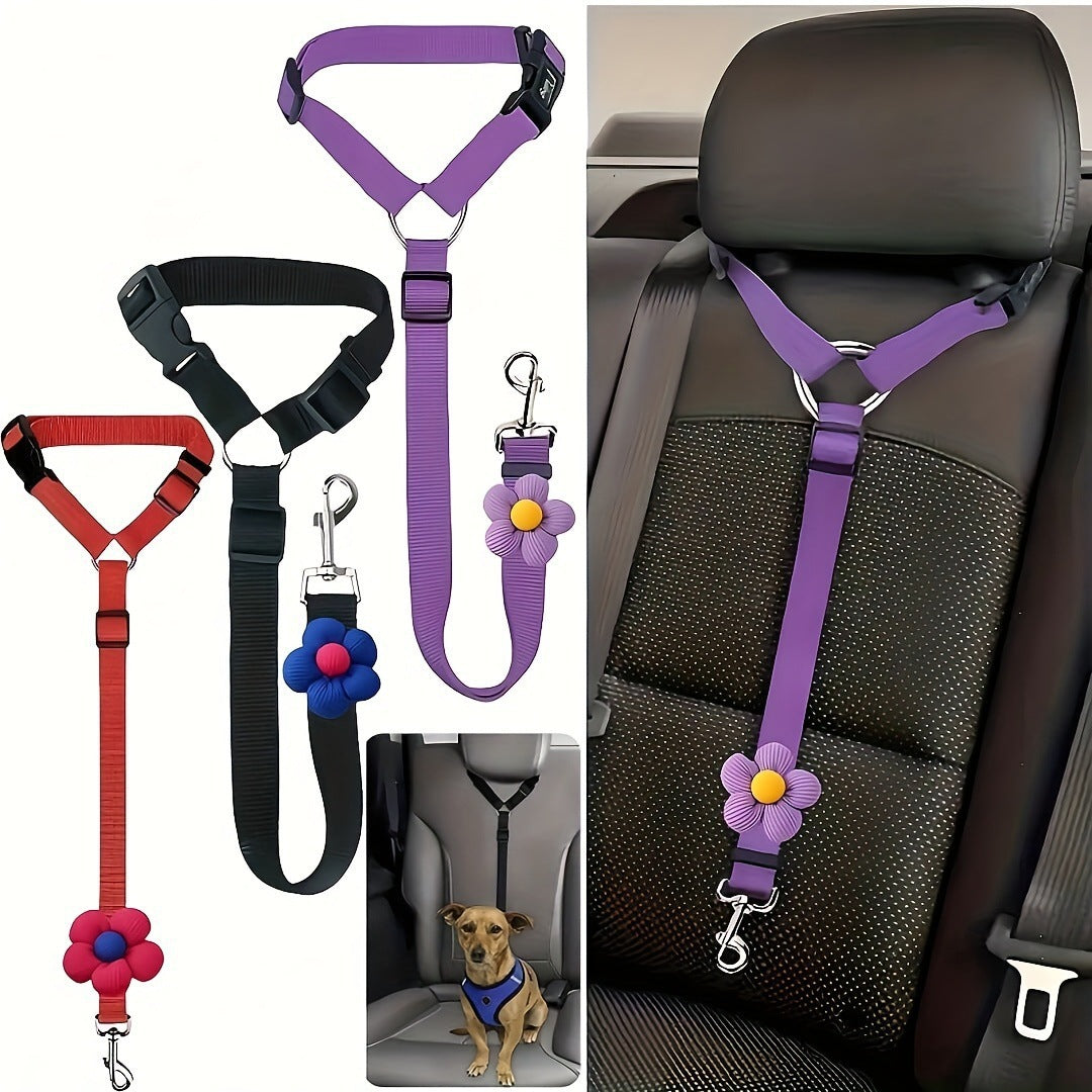 🚗 Adjustable Dog Car Seatbelt Harness