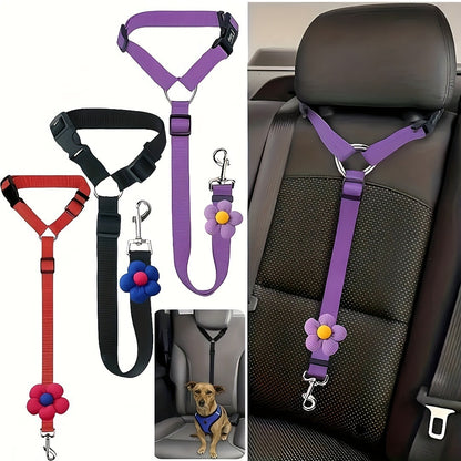 🚗 Adjustable Dog Car Seatbelt Harness