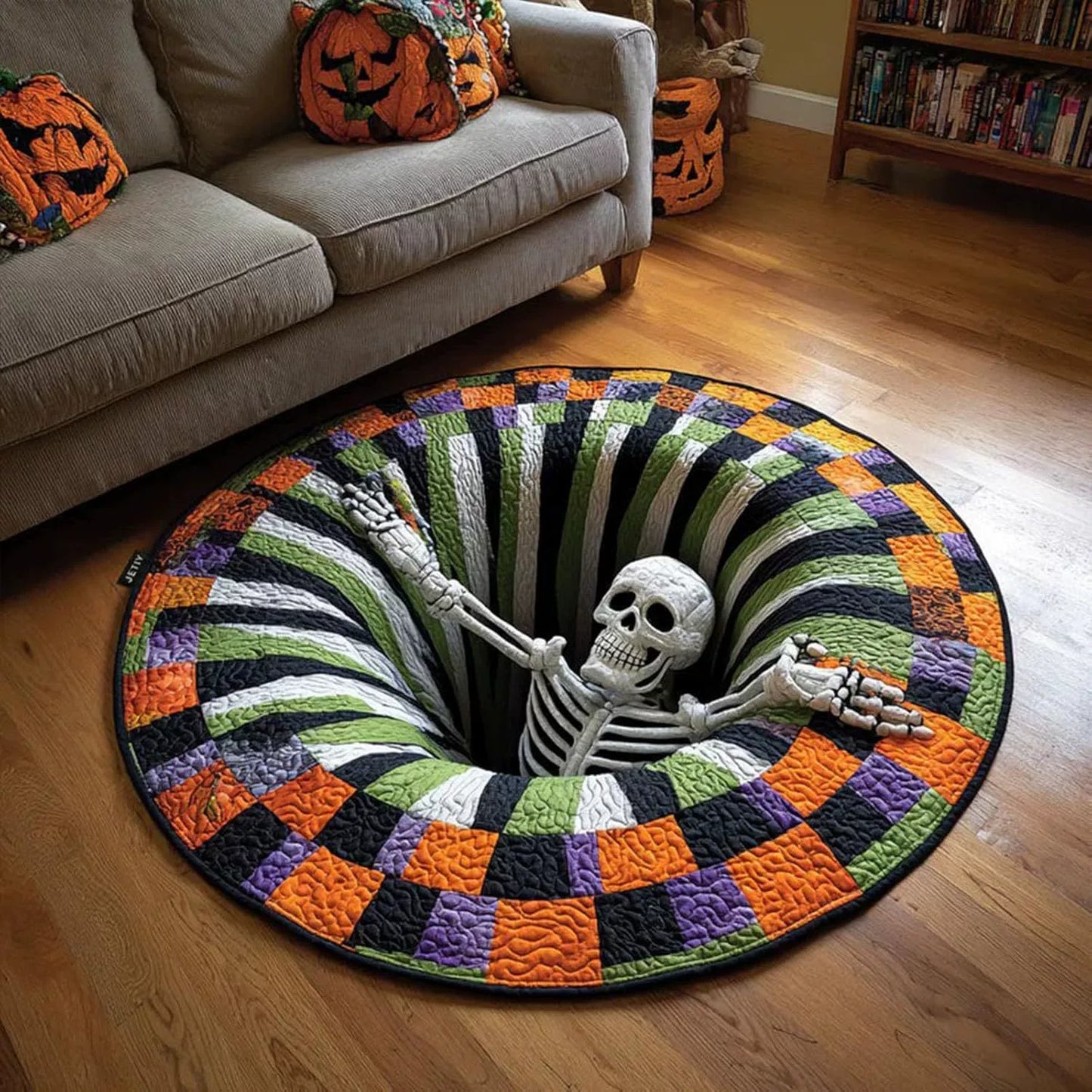 💀Halloween 3D Swirl Skull Round Rug