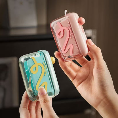 🌟Travel-sized storage case - features an automatic pop-up dispenser