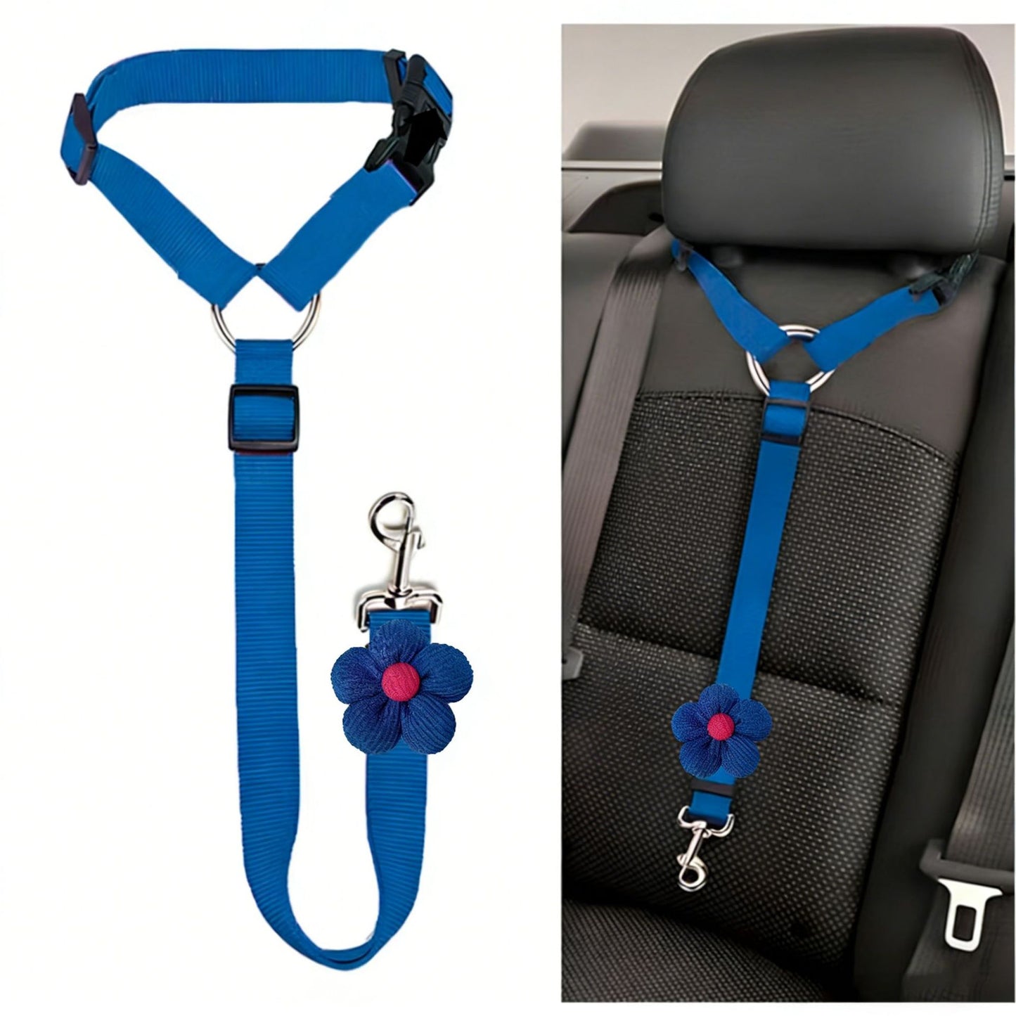 🚗 Adjustable Dog Car Seatbelt Harness