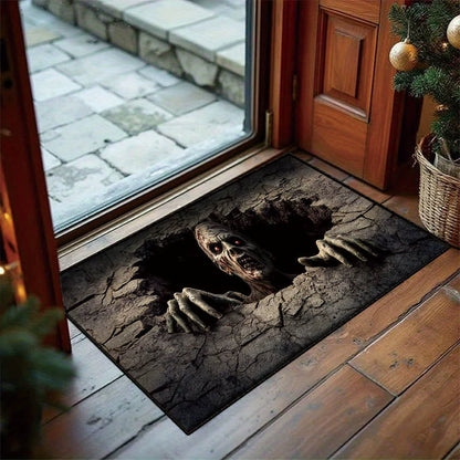 🎃Halloween Front Door Mat – Festive 3D Visual Skull & Clown Horror Rug