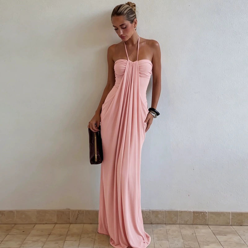 🌊👗 Halter Tie Back Maxi Dress with Pockets