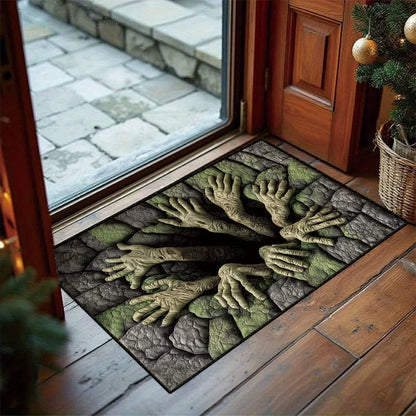 🎃Halloween Front Door Mat – Festive 3D Visual Skull & Clown Horror Rug