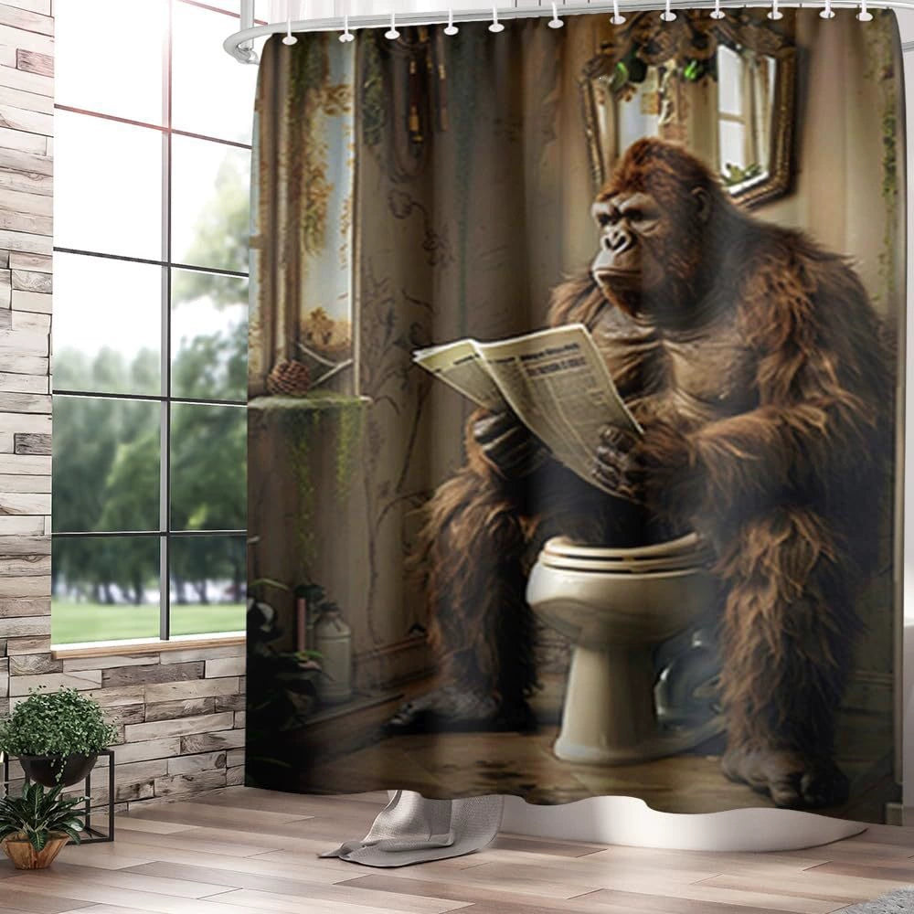 🌋Dinosaur Volcano Waterproof Fabric Shower Curtain